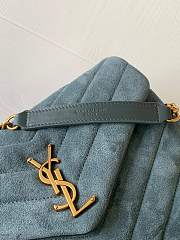 YSL LouLou small bag in Y-quilted suede blue 25cm - 5