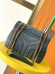 YSL LouLou small bag in Y-quilted suede blue 25cm - 3