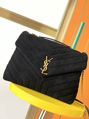 YSL LouLou medium bag in Y-quilted suede black 32cm - 1