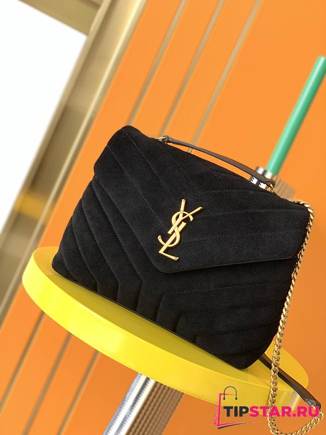 YSL LouLou small bag in Y-quilted suede black 25cm - 1