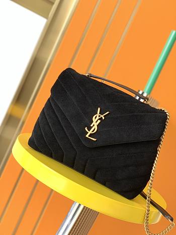 YSL LouLou small bag in Y-quilted suede black 25cm