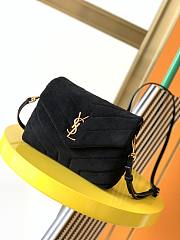 YSL Loulou toy bag in Y-quilted suede and smooth leather black 20cm - 1
