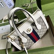 Gucci beige/ebony GG Supreme ophidia small tote bag in white 547551 24cm - 4