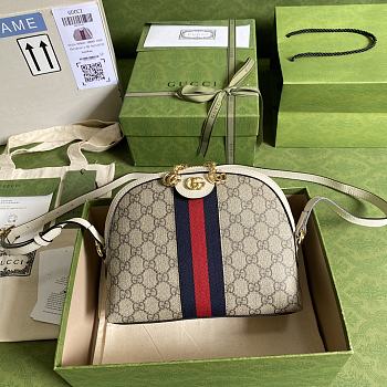 Gucci GG Supreme ophidia small rounded top shoulder bag in white 499621 23.5cm