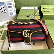 Gucci GG Marmont small shoulder bag dark green wool fabric 443497 26cm - 1