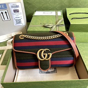 Gucci GG Marmont small shoulder bag dark green wool fabric 443497 26cm