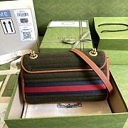 Gucci GG Marmont small shoulder bag dark green wool fabric 443497 26cm - 3