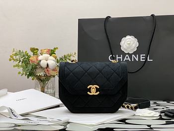Chanel mini Flap bag velvet & gold metal in black 99109 20cm