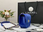 Chanel mini Flap bag velvet & gold metal in blue 99109 20cm - 3