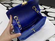 Chanel mini Flap bag velvet & gold metal in blue 99109 20cm - 4