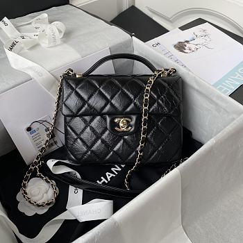 Chanel 21 Flap Bag With Top Handle In Black AS2892 20cm