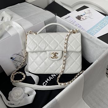 Chanel 21 Flap Bag With Top Handle In White AS2892 20cm