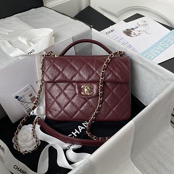 Chanel 21 Flap Bag With Top Handle In Red AS2892 20cm