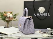 Chanel Mini Coco Handle Bag Grained Calfskin & Gold Metal In Light Purple 99003 19cm - 2