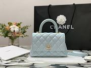 Chanel Mini Coco Handle Bag Grained Calfskin & Gold Metal In Light Blue 99003 19cm - 1