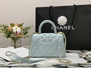 Chanel Mini Coco Handle Bag Grained Calfskin & Gold Metal In Light Blue 99003 19cm - 3