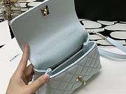 Chanel Mini Coco Handle Bag Grained Calfskin & Gold Metal In Light Blue 99003 19cm - 4