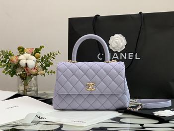 Chanel Flap Bag With Top Handle & Gold Metal In Light Purple A92990 24cm