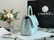 Chanel Flap Bag With Top Handle & Gold Metal In Light Blue A92990 24cm - 2