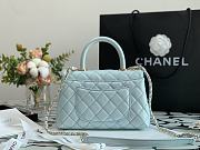 Chanel Flap Bag With Top Handle & Gold Metal In Light Blue A92990 24cm - 4