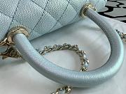 Chanel Flap Bag With Top Handle & Gold Metal In Light Blue A92990 24cm - 3