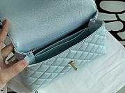 Chanel Flap Bag With Top Handle & Gold Metal In Light Blue A92990 24cm - 5