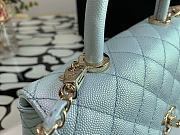 Chanel Flap Bag With Top Handle & Gold Metal In Light Blue A92990 24cm - 6