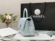 Chanel Flap Bag With Top Handle & Gradient Lacquered Metal In Light Blue A92990 24cm - 5