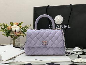 Chanel Flap Bag With Top Handle & Gradient Lacquered Metal In Light Purple A92990 24cm