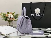 Chanel Flap Bag With Top Handle & Gradient Lacquered Metal In Light Purple A92990 24cm - 6