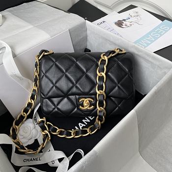 Chanel small Flap bag lambskin & gold metal in black 22cm