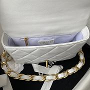 Chanel small Flap bag lambskin & gold metal in white 22cm - 6