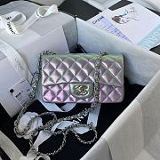 Chanel Classic flap bag iridescent grained calfskin & gold metal in silver 20cm - 1