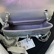 Chanel Classic flap bag iridescent grained calfskin & gold metal in silver 20cm - 4