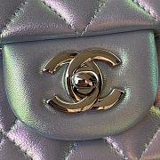 Chanel Classic flap bag iridescent grained calfskin & gold metal in silver 20cm - 6