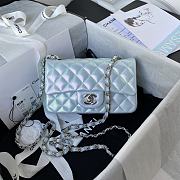 Chanel Classic flap bag iridescent grained calfskin & silver metal in blue 20cm - 1