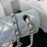 Chanel Classic flap bag iridescent grained calfskin & silver metal in blue 20cm - 3
