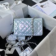 Chanel Classic flap bag iridescent grained calfskin & silver metal in blue 20cm - 5