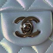 Chanel Classic flap bag iridescent grained calfskin & silver metal in blue 20cm - 6