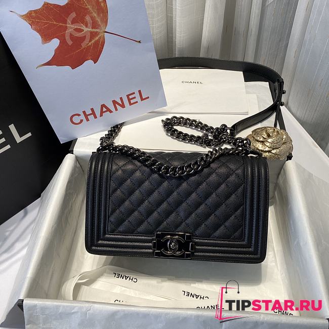 Chanel Boy handbag grained calfskin & black metal 25cm - 1