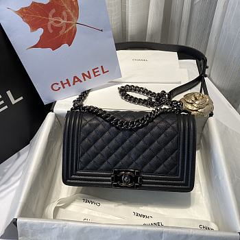 Chanel Boy handbag grained calfskin & black metal 25cm