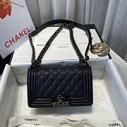 Chanel small Boy handbag grained calfskin & black metal 20cm - 1