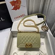 Chanel small Boy handbag grained calfskin & gold metal in avocado 20cm - 1