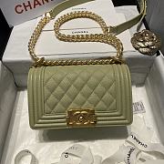 Chanel small Boy handbag grained calfskin & gold metal in avocado 20cm - 5