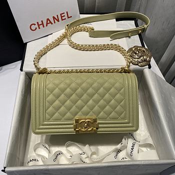 Chanel Boy handbag grained calfskin & gold metal in avocado 25cm