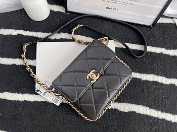 Chanel small Flap bag calfskin & gold metal in black 18cm