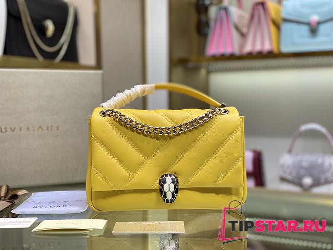 Bvlgari Serpenti cabochon shoulder bag yellow 287993 22.5cm - 1