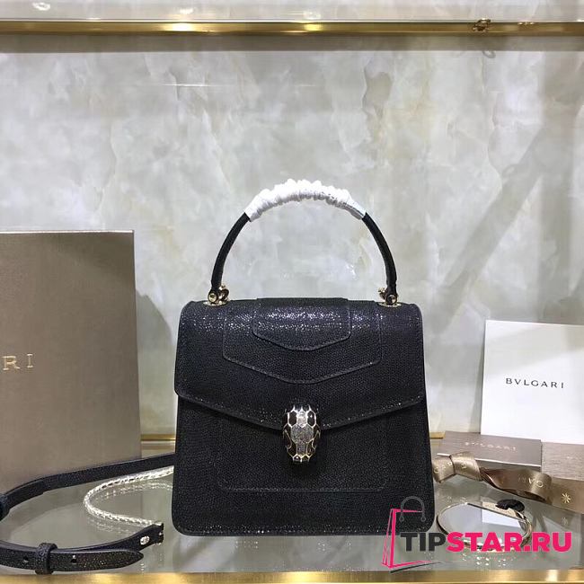 Bvlgari Serpenti forever crossbody bag karung leather black B38329 18cm - 1