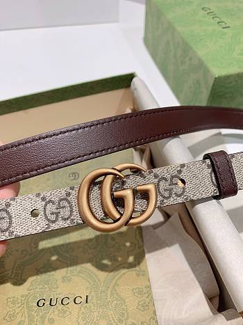 Gucci reversible belt ophidia GG canvas/brown 2cm with gold hardware