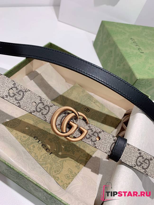 Gucci reversible belt ophidia GG canvas/black 2cm with gold hardware - 1